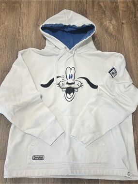 Disney White & Blue Goofy Hoodie Sweatshirt